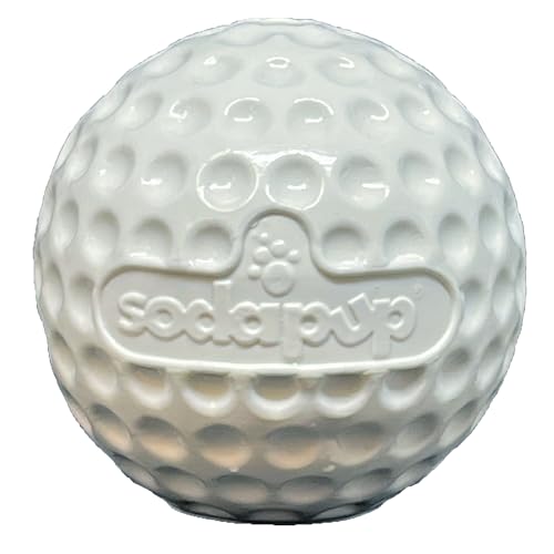 SodaPup Golfball – langlebiger Leckerli-Spender und Kauspielzeug, hergestellt in den USA, aus ungiftigem, haustiersicherem, lebensmittelechtem Gummimaterial für geistige Stimulation, Kauprobleme, von SodaPup