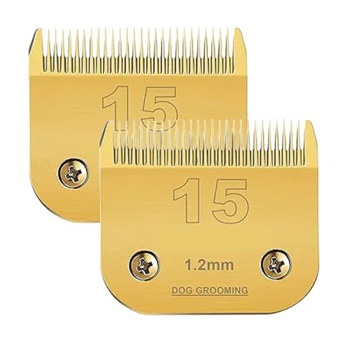 Sodaer 2 Packungen #15 Scherklinge für Hundepflege, kompatibel mit Wahl/Oster Hunde-Schermaschinen, 1,2 mm Schnittlänge (Gold) von Sodaer