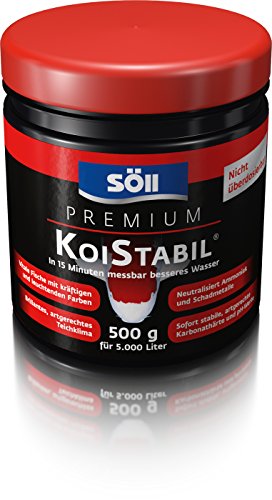 Söll 12447 Premium KoiStabil Teichstabilisator 500g - effektiver Wasseraufbereiter reguliert pH-Wert und KH-Wert für messbar besseres Teichwasser im Gartenteich Fischteich Koiteich, Koi-gerecht von Söll