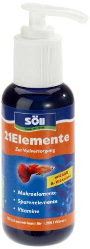 Söll 21Elemente, 100 ml - Vitalstoffe für Aquarienfische, Wasseraufbereiter spendet Mineralien, Spurenelemente und Vitamine für gesunde Fische und Pflanzen von Söll