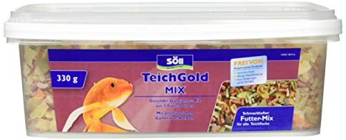 Söll 18811 TEICH-GOLD Mix, 330 g - Ganzjahresfutter aus 3 Futterformen zum Füttern von Teichfischen, für eine ausgewogene Fischernährung von Söll