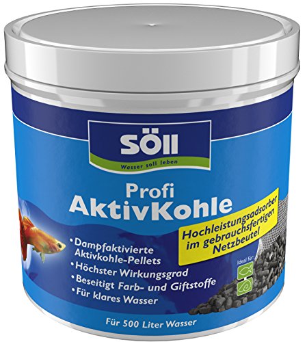 Söll 83309 Profi AktivKohle, 500 ml (im Netzbeutel, für 500 Liter Wasser) - Wasseraufbereitung mit Aktivkohle, aus Reiner Steinkohle zur Bindung von Giftstoffen in Aquarien von Söll