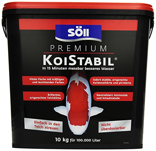 Söll 81894 Premium KoiStabil, 10 kg - Teichstabilisator, effektiver Wasseraufbereiter, reguliert pH-Wert und KH-Wert für besseres Wasser im Gartenteich Fischteich Koiteich von Söll