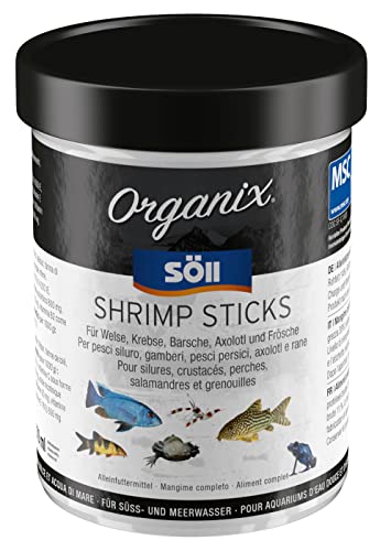 Söll 81918 Organix Shrimp Sticks - Hauptfuttersticks für Zierfische / reich an Proteinen und Aminosäuren für nährstoffreiche Ernährung in Süß- und Meerwasseraquarium von Söll