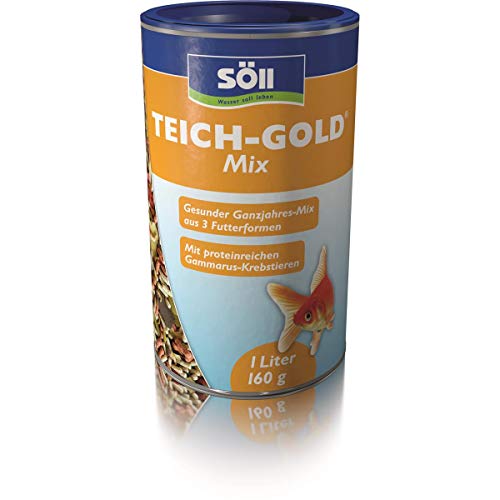 Söll 83191 TEICH-GOLD Mix, 360 g- Futtermischung aus 3 Futterformen für Fische im Teich, Gartenteich, für eine ausgewogene Fischernährung von Söll