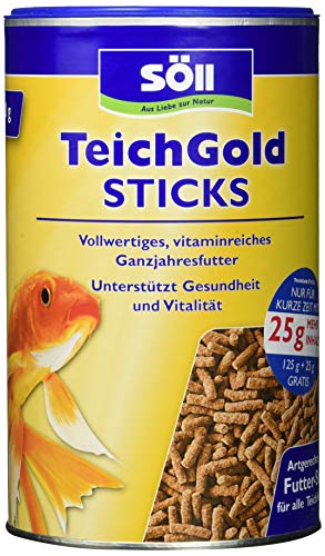 Söll 83699 TEICH-GOLD Futter-Sticks, 125 g - Ganzjahresfutter zum Füttern von Teichfischen, für eine ausgewogene Ernährung, Stärkung der Abwehrkräfte und vitale Fische von Söll