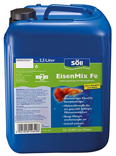 Söll 81443 EisenMix Fe, 2.5 l - hochwertiger Eisen-Komplexdünger, Ergänzungsdünger für Wasserpflanzen im Aquarium, beugt Mangelerscheinungen vor von Söll