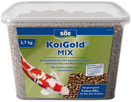 Söll KoiGold Mix, 7 l - Koifutter in Pelletform (2-5mm), vollwertige Versorgung aller Koi, mit Spirulina und Meeresalge, ohne Wassertrübung von Söll