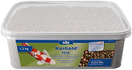 Söll KoiGold Mix, 3 l - Koifutter in Pelletform (2-5mm), vollwertige Versorgung aller Koi, mit Spirulina und Meeresalge, ohne Wassertrübung von Söll