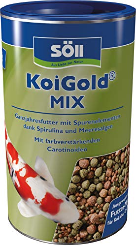 Söll KoiGold Mix, 355 g - Koifutter in Pelletform (2-5mm), vollwertige Versorgung aller Koi, mit Spirulina und Meeresalge, ohne Wassertrübung von Söll