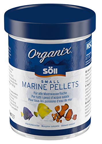 Söll Organix Small Marine Pellets - Feines Fischfutter für Meerwasserfische und Aquarienfische, Proteine und Vitamine für natürliche Ernährung im Aquarium, 1er Pack - 270 ml von Söll