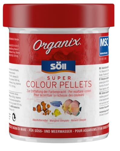 Söll Organix Super Colour Pellets - Fischfutter mit natürlichen Farbpigmenten für Farbenpracht und Fischgesundheit von Zierfischen in Süß- und Meerwasseraquarium von Söll