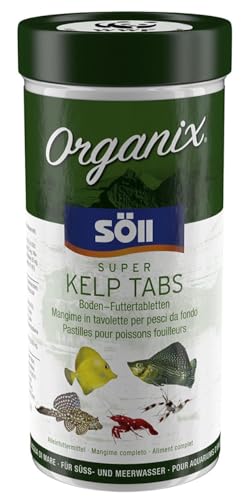 Söll Organix Super Kelp Tabs 270 ml (112 g) - Fischfutter / Bodenfuttertabletten mit Vitaminen und Spurenelementen für Pflanzenfresser wie Garnelen, Krebse, Welse und Cichliden im Aquarium von Söll