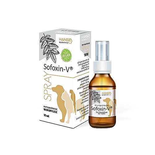 Sofoxin V - Wundpflegespray für Tiere Vegan – Enthält pflanzliche Polymere, wie EIN natürliches Sprühpflaster - Soforthilfe bei Verletzungen der Haut – 10 ml (1 stück) von Sofoxin