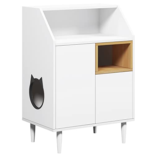 SogesHome Konsolentisch Konsolenschrank Beistellschrank Sideboards Kommode als Katzenhaus Katzenhöhlen mit Regal Türen und Höhle für Katze, 62,5 x 40 cm von SogesHome