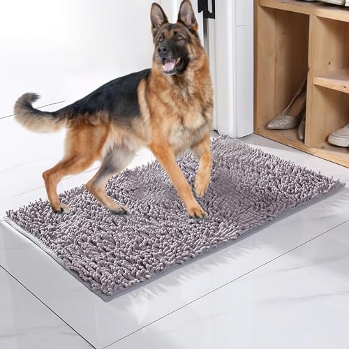 Fußmatte for Hunde, Rutschfester, maschinenwaschbarer Eingangsteppich aus Mikrofaser, sehr saugfähig, Willkommensmatte for schlammige, nasse Schuhe und Pfoten, Fußmatte for Hunde(Grau,80 * 120cm) von Sohodoo