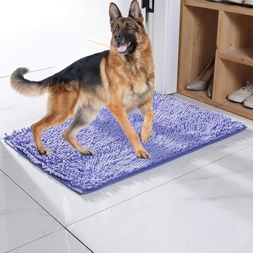 Fußmatte for Hunde, Rutschfester, maschinenwaschbarer Eingangsteppich aus Mikrofaser, sehr saugfähig, Willkommensmatte for schlammige, nasse Schuhe und Pfoten, Fußmatte for Hunde(Violet Blue,60x90cm) von Sohodoo