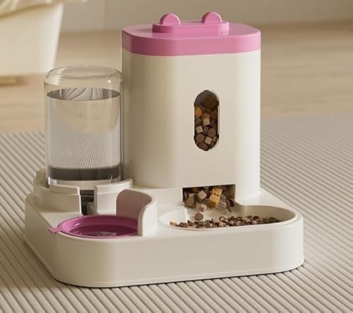 Intelligenter Katzenfutterautomat mit Frischwasserquelle: Kombinierter Spender for mühelose Pflege(Pink) von Sohodoo