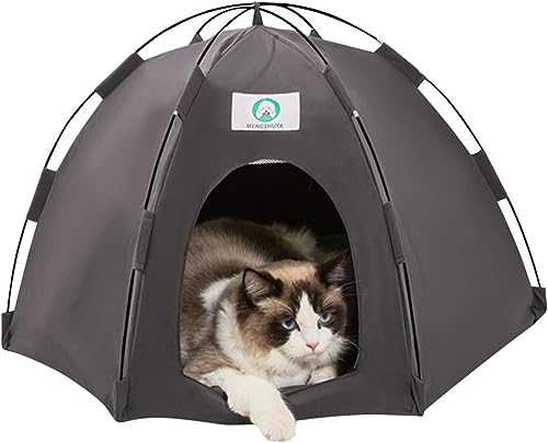 Katzenzeltbett, Haustierzelt for draußen, Welpenzeltbett, Hundezelt im Freien, Belüftung, wasserdicht, Katzennest, leicht zu reinigen, Welpenhütte, klein, waschbar ( Color : Dark Gray , Size : M (58*5 von Sohodoo