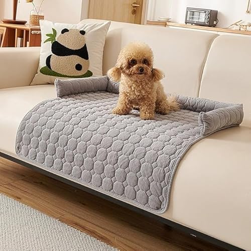 Plüsch-Haustierbett für Sofa, 75 x 75 cm, Hundebett für Sofa, Hundedecke Sofaschutz Hund Waschbar rutschfest Wasserdicht Große Hunde, Gepolsterte Haustiermatte mit Kopfstütze(A) von Sohodoo