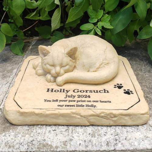 Sohodoo Katzenfigur for den Garten, Gedenkstein for schlafende Katze for Trost beim Verlust eines Haustiers von Sohodoo