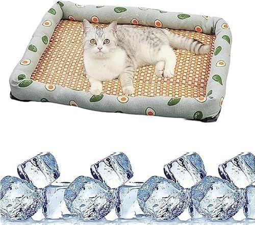 Sohodoo Kühlbettmatten Katzenkühlmatte Welpenkühlkissen Hundekühlmatte Atmungsaktive Haustier-Eiskissenmatte Quadratische Matte Haustier gewebt(C,40 * 50cm) von Sohodoo