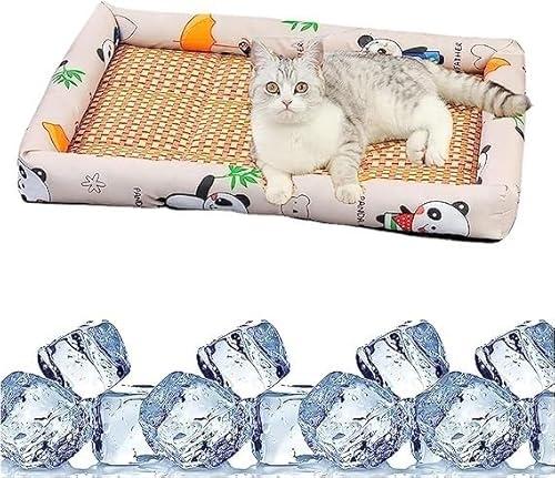 Sohodoo Kühlbettmatten Katzenkühlmatte Welpenkühlkissen Hundekühlmatte Kühlendes Haustier-Eiskissen Katzen-Eiskissen Haustierkühlmatten Haustier-Eiskissenmatte Haustiergewebe(B,40 * 50cm) von Sohodoo