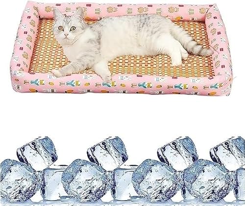 Sohodoo Kühlbettmatten Katzenkühlmatte Welpenkühlkissen Hundekühlmatte Kühlendes Haustier-Eiskissen Katzen-Eiskissen Haustierkühlmatten Haustier-Eiskissenmatte Haustiergewebe(E,40 * 50cm) von Sohodoo