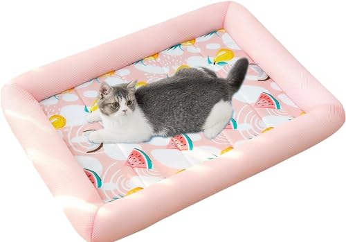 Sohodoo Kühlbettmatten Welpenkühlkissen Kühlmatte for Katzen Hunde Katzenkühlmatte Haustierkissendecke Kühlendes Haustier-Eiskissen Haustier-Eiskissenmatte Kühlbettmatten(Rosa,S) von Sohodoo