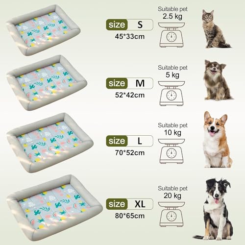 Sohodoo Kühlmatte for Katzen, Kühlmatte for Katzen, Hunde, Welpen, Kühlbettmatten, Katzen-Eiskissen, gewebte, atmungsaktive Kühlmatten for Haustiere(Grau,M) von Sohodoo