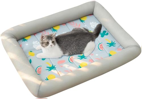 Sohodoo Kühlmatte for Katzen und Hunde, Kühlbettmatten, Katzenkühlmatte, Welpenkühlkissen, Haustierkissen, Decke, atmungsaktives Katzen-Eiskissen, Haustier-Eiskissen, Matte, Katzen-Eismatte(Grau,L) von Sohodoo