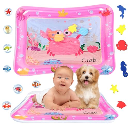 Wassermatte Baby Spielzeug, Sensorische Wasser Spielmatte, Aufblasbare Wassermatte Wasserbett für Haustier, Sensory Water Playmat für Katzen Hunde, Wassermatte Sensorisches Spielzeug für Kinder von SolWonder