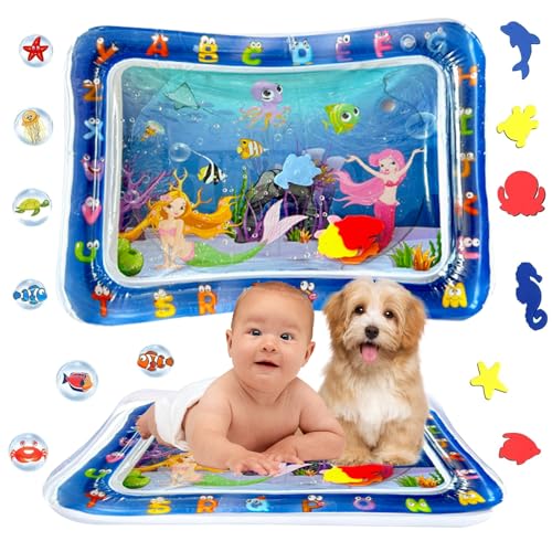 Wassermatte Baby Spielzeug, Sensorische Wasser Spielmatte, Aufblasbare Wassermatte Wasserbett für Haustier, Sensory Water Playmat für Katzen Hunde, Wassermatte Sensorisches Spielzeug für Kinder von SolWonder