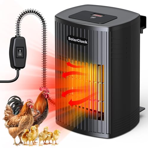 Hühnerstall-Heizung mit Thermostat, 600 W/300 W Hühnerheizung für Stall mit einstellbarer Temperatur, 18 cm Anti-Kauschnur, Hühnerstall-Heizungen im Inneren des Stalls für den Winter, Haustierheizung, von SolarCluck