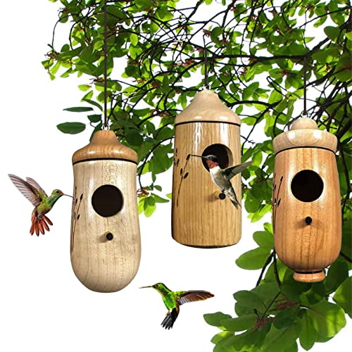 3er-Pack Kolibri-Haus Vogelnest Vogelhaus aus Holz Holz Nistkasten Vogelnisthaus für Garten Fenster Hof Terrasse Draußen Hängend Dekoration von Sollee