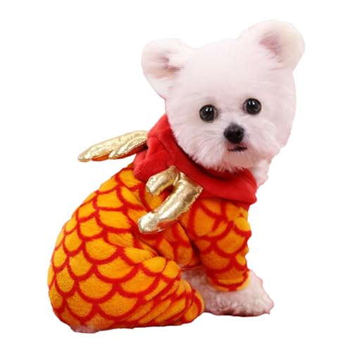 Sollee Chinesische Neujahrs-Hundekleidung, Mondneujahrs-Hundekleidung, Chinesisches Tierkreistier-Drachen-Jahres-Haustierkostüm, Chinesisches Neujahrs-Winter-Kapuzenpullover für Hunde von Sollee