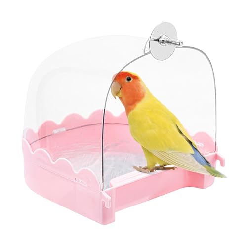 Vogelbadewanne - Vogelkäfig-Hängebadewanne Mit Haken, Käfig-Papageienbadewanne, Wasserdusche Transparente Box Futterspenderhalter Tablett Für Unzertrennliche Finken Wellensittiche 13 X 13,5 X 14,5 Cm von Sollee