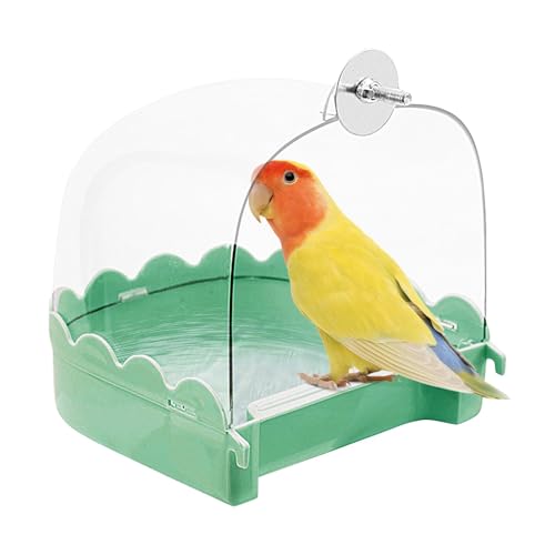 Vogelbadewanne - Vogelkäfig-Hängebadewanne Mit Haken, Käfig-Papageienbadewanne, Wasserdusche Transparente Box Futterspenderhalter Tablett Für Unzertrennliche Finken Wellensittiche 13 X 13,5 X 14,5 Cm von Sollee