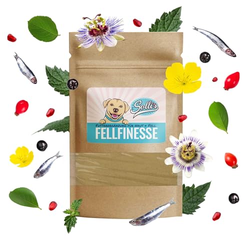 Sollis Fellfinesse | Fellwechselunterstützung für Hunde | Gegen Juckreiz, Dermatitis & Haarausfall | Unterstützung für Haut & Fell von Hunden | 300g von Sollis