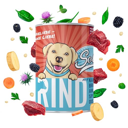 Sollis - Hundefutter Nass - 6er-Pack | Ohne Getreide | Hoher Fleischanteil | Ohne Zucker | Getreidefreies Nassfutter für Hunde | Rind | 6x400g von Sollis