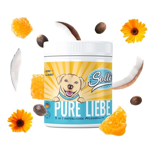 Sollis Pfotenbalsam für Hunde | Pfotenpflege | Nasenpflege | Hautpflege | 3 in 1 Formel | 100% Natur | Bienenwachs, Kokosöl, Sheabutter & Ringelblume (130ml) von Sollis