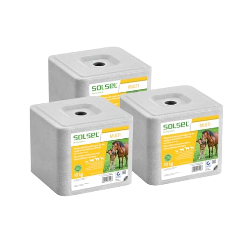 SOLSEL Leckstein Multi 30kg mit Kupfer | 3 x 10kg Mineralstoffquelle für Rinder Pferde Ziegen Wild | Spurenelemente für optimale Tiergesundheit von Solsel