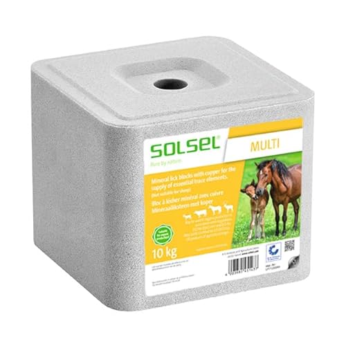 SOLSEL Leckstein Multi 10kg mit Kupfer | Mineralstoffquelle für Rinder Pferde Ziegen Wild | Spurenelemente für optimale Tiergesundheit von Solsel