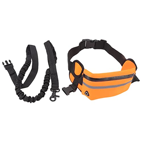 Sonew Hands Dog Leash Fanny Pack, Verstellbare Nylon-Hüfttasche mit Bungee-Leine, Ideal Zum Nächtlichen Laufen oder Spazierengehen mit Ihrem Haustier (ORANGE) von Sonew