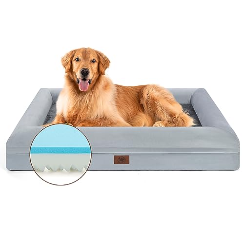 Song Puppy Hundebetten für extra große Hunde, kühlendes Hundebett, waschbar, orthopädisches Hundebett mit abnehmbaren Nackenrollen und Bezug, wasserdichtes kühlendes Gel-Memory-Foam-Hundebett, bis zu von Song Puppy