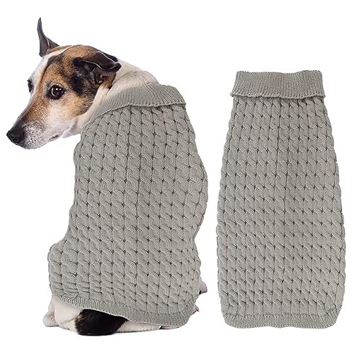 Sonhomay Hundepullover für kaltes Wetter, Zopfstrickwaren, Rollkragen, dicke warme Kleidung, Hunde-Outfits für mittelgroße und große Hunde, Mädchen, Jungen, drinnen und draußen, 6. 5–40 kg von Sonhomay