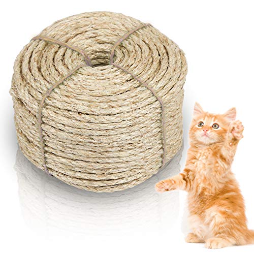 Sonnewelt Sisalseil für Kratzbaum 6mm Kratzsaule Katzenbaum Katzen Natur Sisal Seil Katzen Zubehör Basteln Dekoration, 25m von Sonnewelt