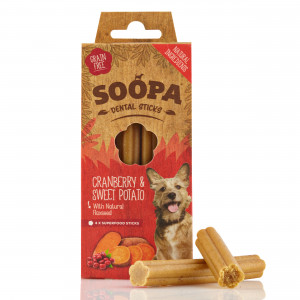 Soopa Dental Sticks mit Preiselbeere & Süßkartoffel Hundesnack Pro 3 Stück von Soopa