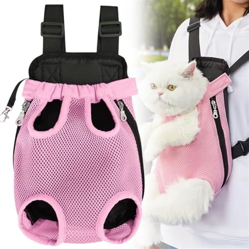 Furry Pawsy-Tragetasche, vordere Brusttasche für Katzen, Rucksack-Tragetasche für kleine Hunde, Sling-Rucksack für Welpentrage, Reisetasche für die vordere Tragetasche, Haustier-Reisetrage(Pink,L) von Sopannoxii