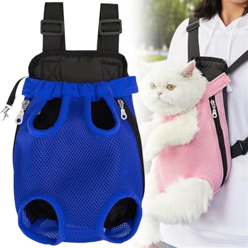 Furry Pawsy-Tragetasche, vordere Brusttasche für Katzen, Rucksack-Tragetasche für kleine Hunde, Sling-Rucksack für Welpentrage, Reisetasche für die vordere Tragetasche, Haustier-Reisetrage(Blue,L) von Sopannoxii